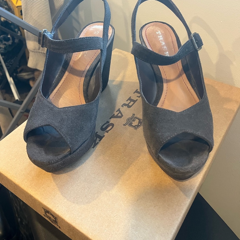 Trask Brown Suede Platform Slingbacks - image 1